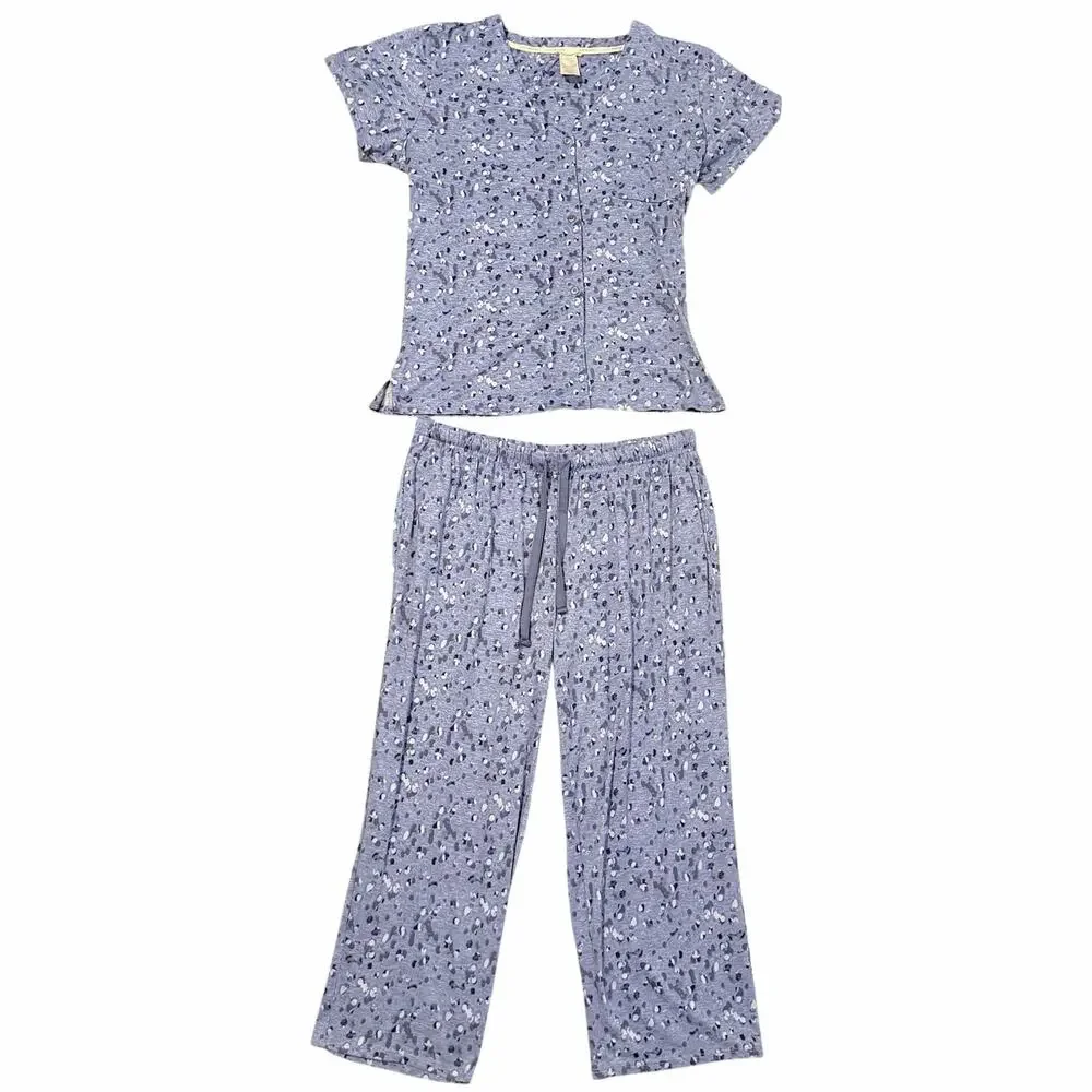 Lucky Brand Blue Floral Abstract Matching PJ Loungewear Set Size Medium - Picture 2 of 6